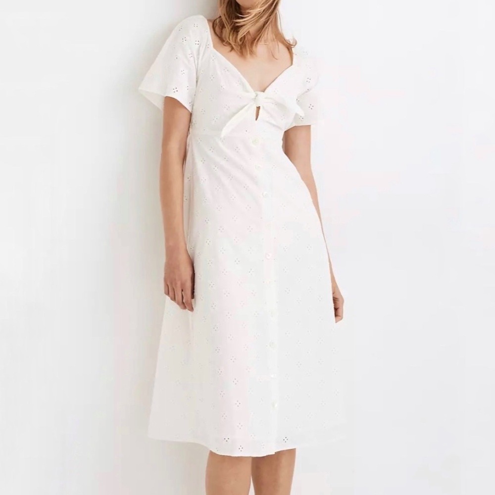 Madewell Eyelet Tie-Front Midi Dress